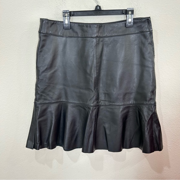 Vintage Mike Gonzalez Designer genuine leather peplum black skirt women’s size 8 - Picture 3 of 4